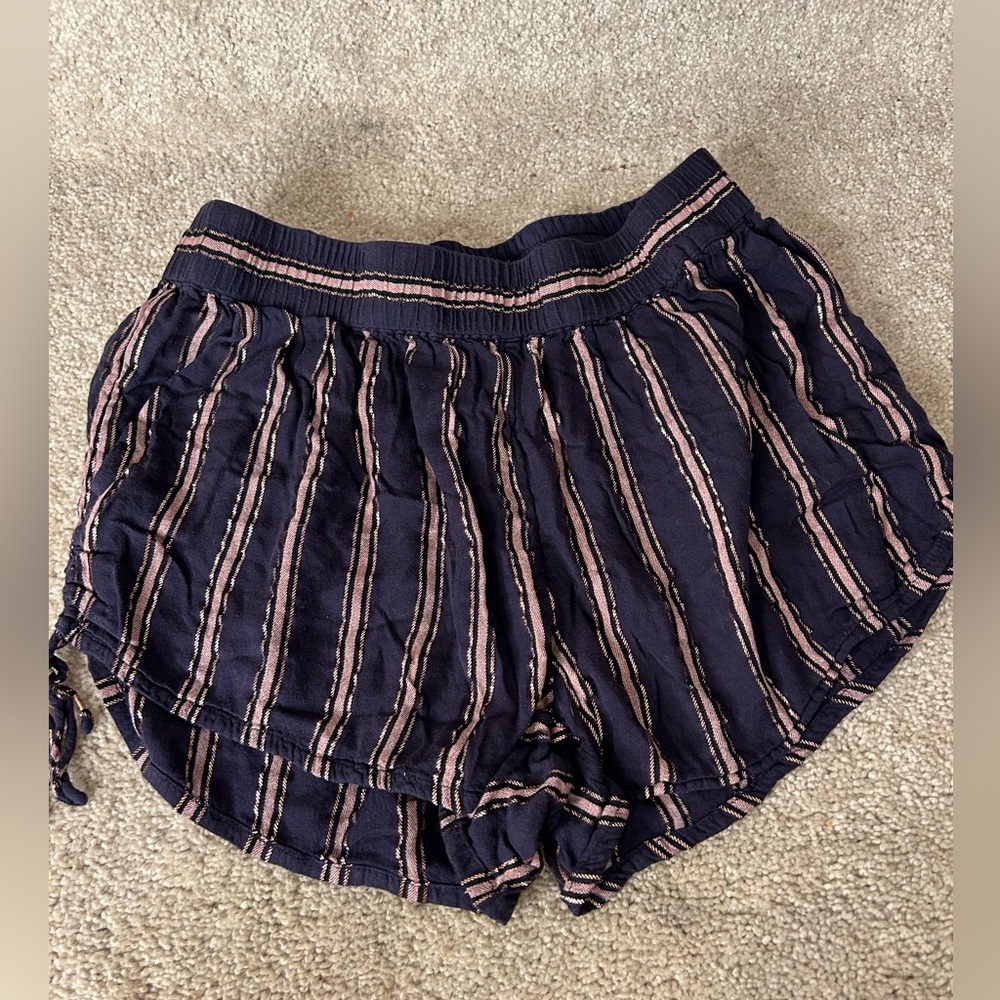 Anthropologie Navy and Pink Striped Shorts